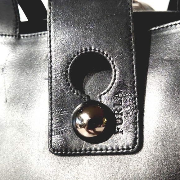 VTG Furla Authentic Black Leather X Large Tote Bag Satchel Made in Italy - Picture 3 of 15